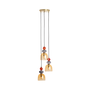 Lampa Wisząca Szklana Bursztynowa 3xE14 35cm Abruzzo Koloreno