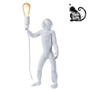 Lampa Stołowa Biała Małpa 55cm Abruzzo Cezar E27