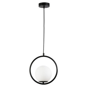 Lampa Wisząca Czarna  Kula Mleczna Abruzzo Rossi E27
