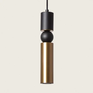 Lampa wisząca złota Tuba z Czarną kulką  GU10 Abruzzo Martini
