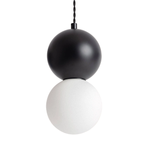 Lampa Wisząca ze szkła mlecznego Czarna Ø30cm G9 Abruzzo Dizzaro Duo