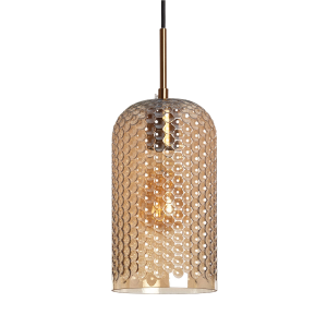Lampa wisząca szklana bursztynowa E27 Abruzzo Slendore