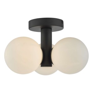 Lampa sufitowa Blake Bathroom 3 Light Semi Flush Matt Black Opal Glass