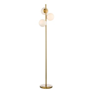 Lampa Podłogowa Bombazine 3 Light Floor Lamp Natural Brass Opal Glass