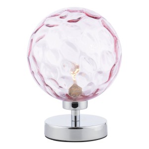 Lampa Stołowa Esben Table Lamp Polished Chrome Pink Dimpled 150mm Glass