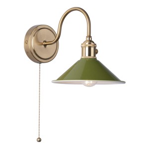 Kinkiet Hadano Wall Light Natural Brass With Olive Green Shade