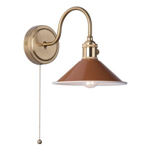 Kinkiet Hadano Wall Light Natural Brass With Umber Shade