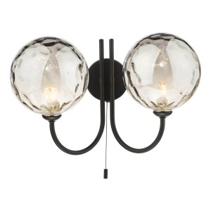 Lampa wisząca Jared 2 Light Wall Light Matt Black Smoked Dimpled 150mm Glass