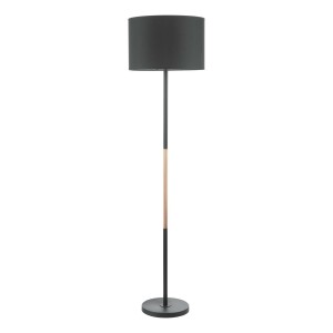 Lampa Podłogowa Kelso Floor Lamp Matt Black Polished Copper With Shade
