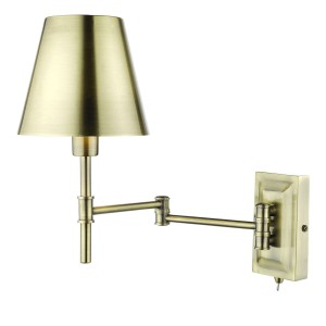 Kinkiet Kensington 1 Light Swing Arm Wall Light Antique Brass