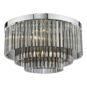 Żyrandol Logan 5 Light Flush Polished Chrome Smoked Glass