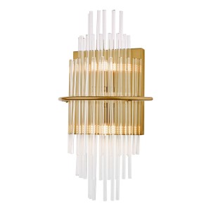Kinkiet Lukas 2 Light Wall Light Antique Gold Glass