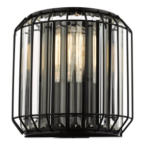 Kinkiet Naeva 2 Light Wall Light Matt Black Glass