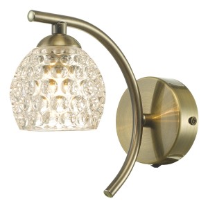 Kinkiet Nakita Wall Light Antique Brass With Dimpled Glass