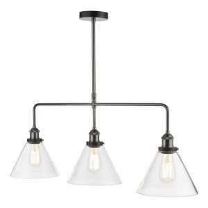 Lampa wisząca Ray 3 Light Bar Pendant Antique Nickel Clear Glass