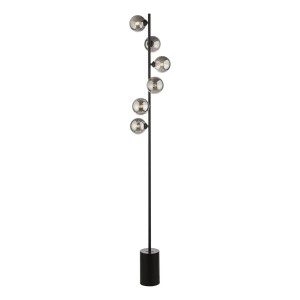 Lampa Podłogowa Spiral 6 Light Floor Lamp Matt Black Smoked Glass