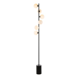 Lampa Podłogowa Spiral 6 Light Floor Lamp Matt Black Opal Glass