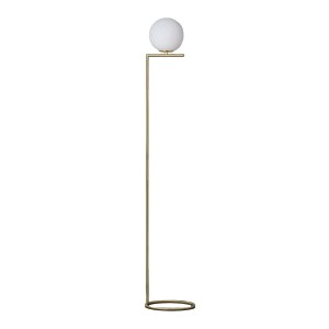 Lampa Podłogowa Złota Szklana Kula Mleczna 165cm Abruzzo Home E27