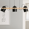 Lampa Wisząca Retro Czarna Drewniana reflektory 100cm 3xE27 Abruzzo Caribi-close.jpg