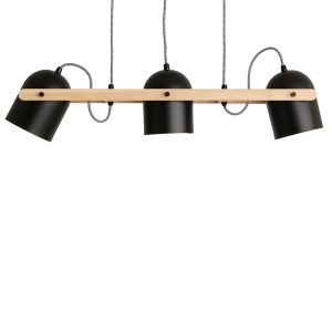 Lampa Wisząca Retro Czarna Drewniana reflektory 100cm 3xE27 Abruzzo Caribi