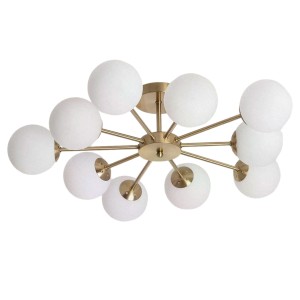 Lampa Sufitowa Wisząca Złota Żyrandol Szklane kule 70CM Abruzzo Elegante 10x G9