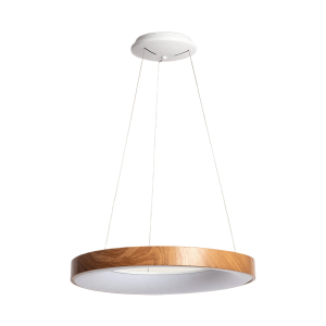 Lampa wisząca okrągła Ring Biało-drewniana 50W Ø60cm Abruzzo Utito