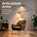 Lampa Podłogowa designerska Chrom z ramionami przegubowymi E27 Abruzzo Lunavio 6.webp