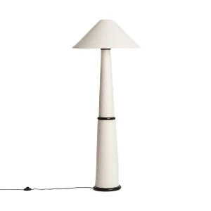 Lampa Podłogowa biała z materiału i drewna E27 Abruzzo Rosato