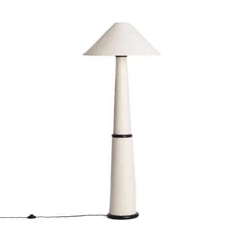 Lampa Podłogowa biała z materiału i drewna E27 Abruzzo Rosato.webp