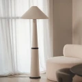 Lampa Podłogowa biała z materiału i drewna E27 Abruzzo Rosato 3.webp