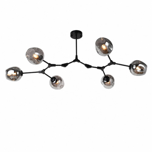Lampa sufitowa regulowana kielichy 6 x E27 Czarna Abruzzo Riviera.png