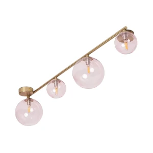 Lampa sufitowa Mosiężna złota różowe kule 4xG9 Abruzzo Murano