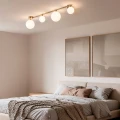 Lampa sufitowa Mosiężna złota mleczne kule 4xG9 Abruzzo Murano 2.webp