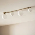 Lampa sufitowa Mosiężna złota mleczne kule 4xG9 Abruzzo Murano 6.webp