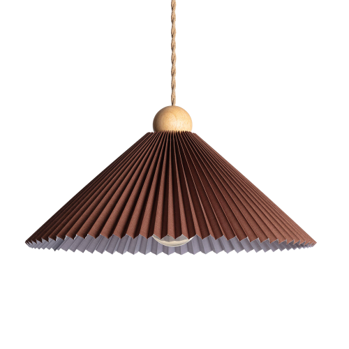 Lampa Wisząca z drewna i tkaniny Ø47cm brązowa Abruzzo Avorio.png