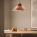 Lampa Wisząca z drewna i tkaniny Ø47cm brązowa Abruzzo Avorio 3.webp