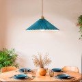 Lampa Wisząca z drewna i tkaniny Ø47cm Niebieska Abruzzo Avorio 2.jpg