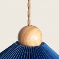 Lampa Wisząca z drewna i tkaniny Ø47cm Niebieska Abruzzo Avorio 3.jpg