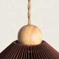 Lampa Wisząca z drewna i tkaniny Ø47cm brązowa Abruzzo Avorio 6.jpg