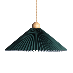 Lampa Wisząca z drewna i tkaniny Ø47cm zielona Abruzzo Avorio