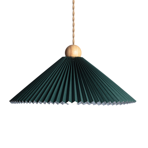 Lampa Wisząca z drewna i tkaniny Ø47cm zielona Abruzzo Avorio.png