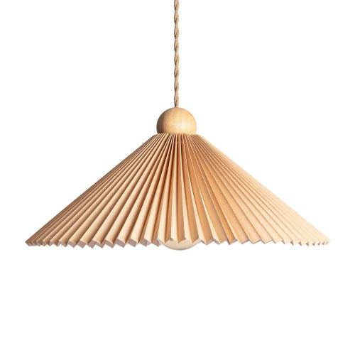 Lampa Wisząca z drewna i tkaniny Ø47cm pomarańczowa Abruzzo Avorio.webp
