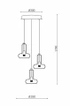 Lampa Wisząca szklana kolorowa 3x5W 3000K Abruzzo Sorello 10.webp