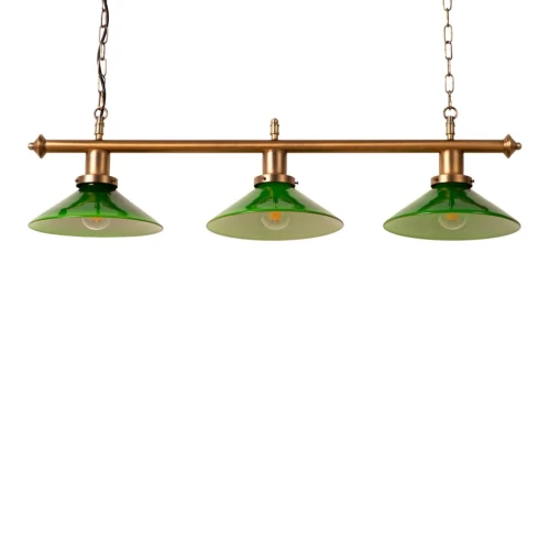 Lampa Wisząca bilardowa 3xE27 Zielone szkło Abruzzo Otto.webp