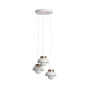 Lampa Wisząca z metalu i szkła biało złota 3xE27 Abruzzo Molto