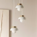 Lampa Wisząca z metalu i szkła biało złota 3xE27 Abruzzo Molto 2.webp