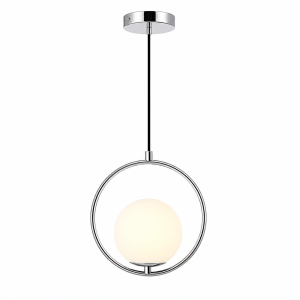 Lampa Wisząca Srebrna Kula Mleczna Abruzzo Rossi E27