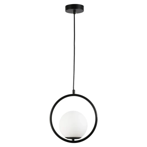 Lampa Wisząca Czarna Kula Mleczna Abruzzo Rossi E27.webp