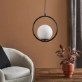 Lampa Wisząca Czarna Kula Mleczna Abruzzo Rossi E27 4.webp