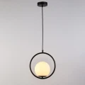 Lampa Wisząca Czarna Kula Mleczna Abruzzo Rossi E27 5.webp